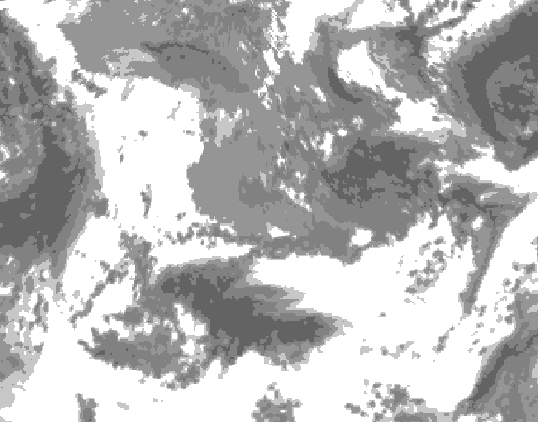 GDPS total cloud 018 hour forecast chart for Canada based on 2026/05/17 0000Z data