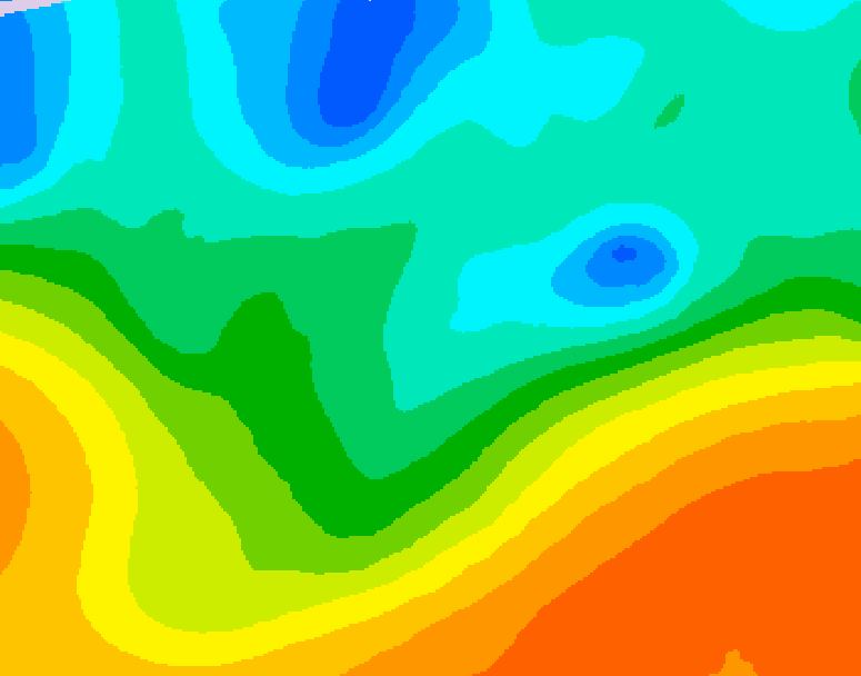 GDPS 500 millibar geopotential height 036 hour forecast chart for Canada based on 2026/05/18 0000Z data