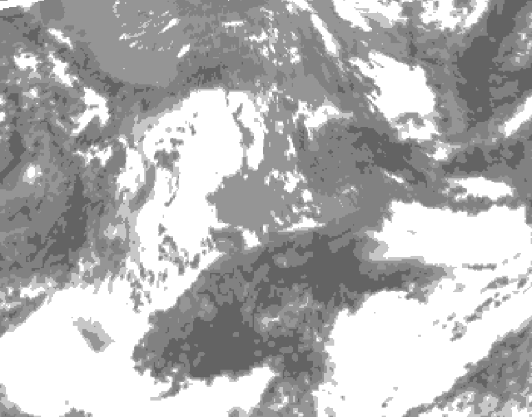 GDPS total cloud 018 hour forecast chart for Canada based on 2026/05/18 0000Z data