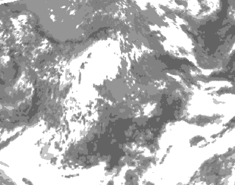 GDPS total cloud 012 hour forecast chart for Canada based on 2026/05/18 1200Z data