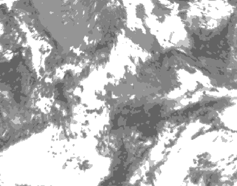 GDPS total cloud 018 hour forecast chart for Canada based on 2026/05/19 0000Z data