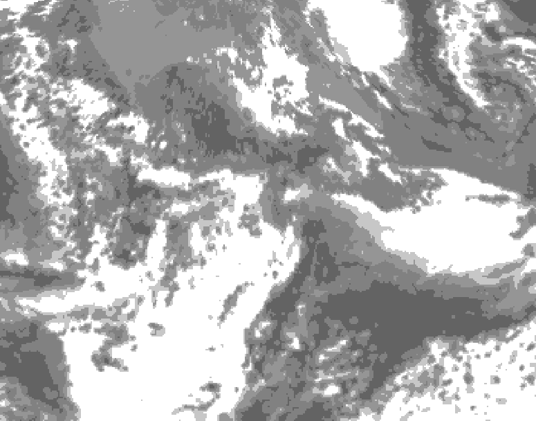 GDPS total cloud 102 hour forecast chart for Canada based on 2026/05/20 0000Z data