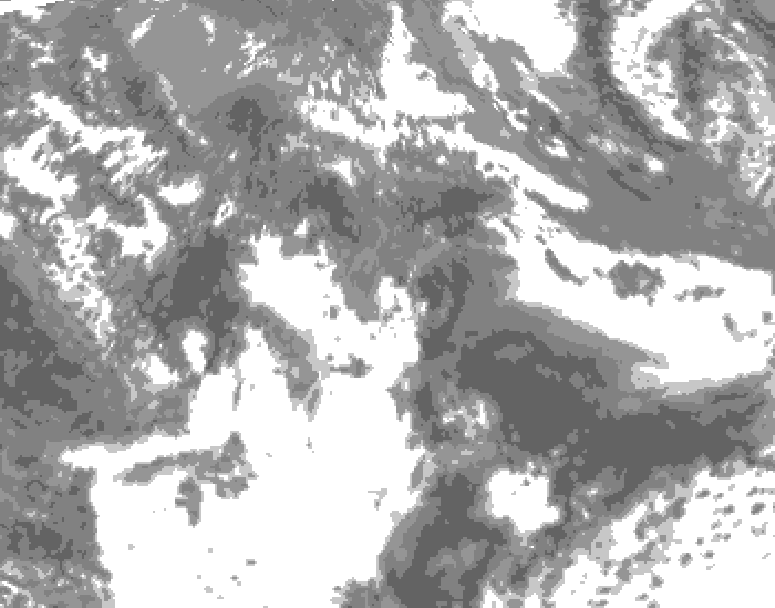 GDPS total cloud 102 hour forecast chart for Canada based on 2026/05/20 1200Z data