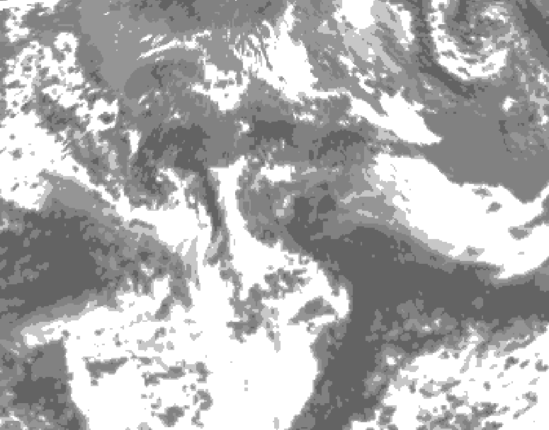 GDPS total cloud 102 hour forecast chart for Canada based on 2026/05/21 0000Z data