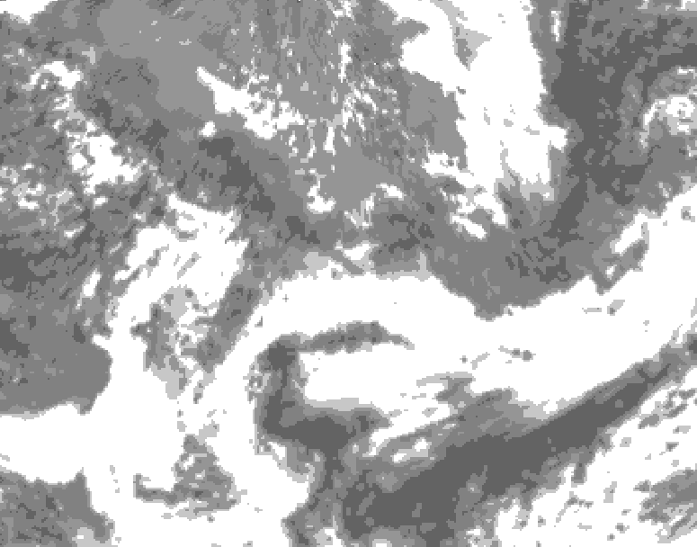 GDPS total cloud 018 hour forecast chart for Canada based on 2026/05/22 0000Z data