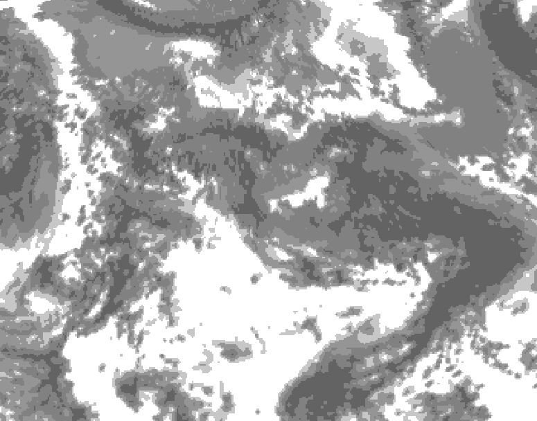 GDPS total cloud 102 hour forecast chart for Canada based on 2026/05/22 0000Z data