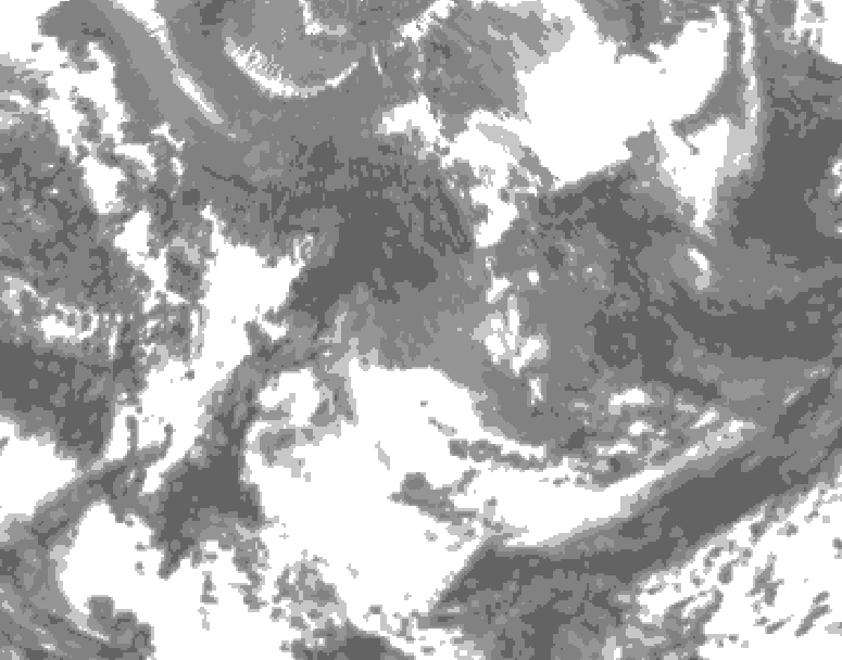 GDPS total cloud 120 hour forecast chart for Canada based on 2026/05/22 1200Z data