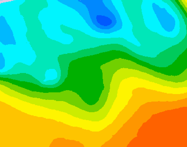 GDPS 500 millibar geopotential height 024 hour forecast chart for Canada based on 2026/05/23 1200Z data