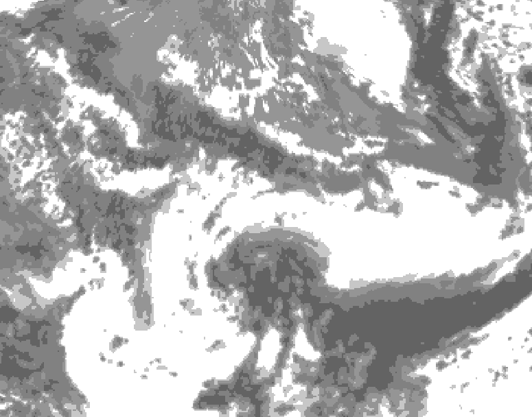 GDPS total cloud 018 hour forecast chart for Canada based on 2026/05/23 0000Z data