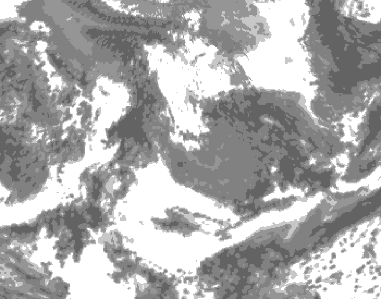 GDPS total cloud 096 hour forecast chart for Canada based on 2026/05/23 1200Z data