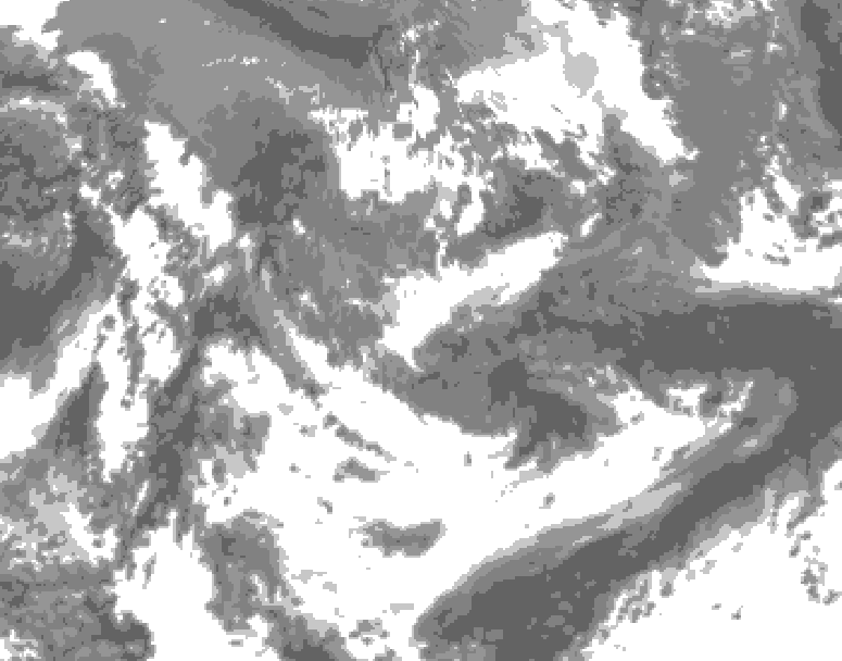 GDPS total cloud 012 hour forecast chart for Canada based on 2026/05/26 0000Z data