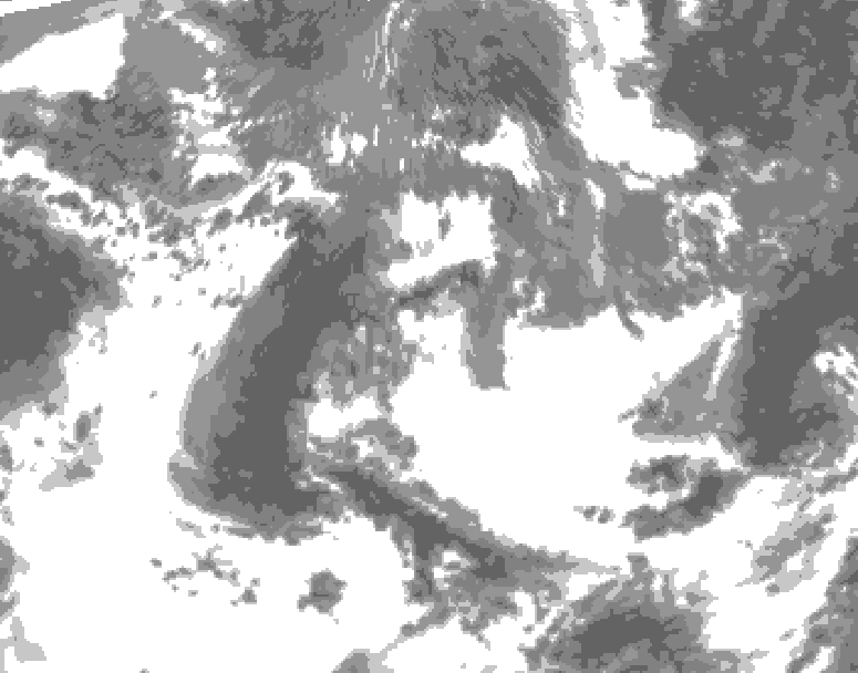 GDPS total cloud 018 hour forecast chart for Canada based on 2026/05/31 1200Z data