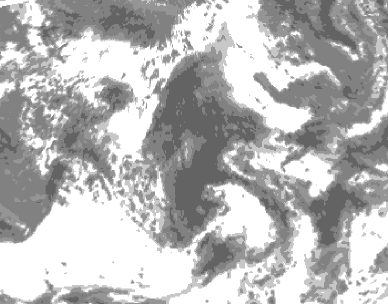GDPS total cloud 096 hour forecast chart for Canada based on 2026/06/08 0000Z data