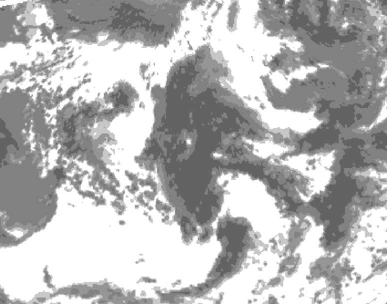 GDPS total cloud 102 hour forecast chart for Canada based on 2026/06/08 0000Z data