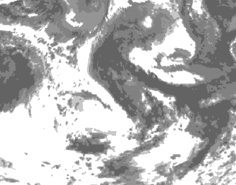 GDPS total cloud 126 hour forecast chart for Canada based on 2026/06/09 0000Z data