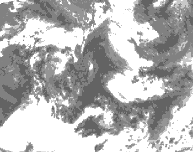 GDPS total cloud 036 hour forecast chart for Canada based on 2026/06/10 0000Z data