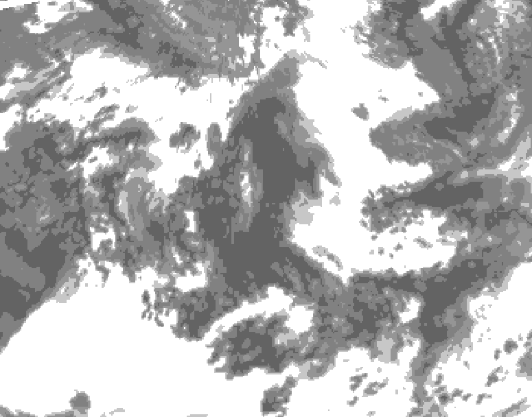 GDPS total cloud 024 hour forecast chart for Canada based on 2026/06/10 1200Z data
