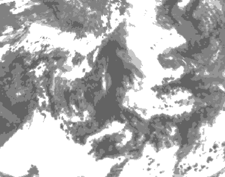 GDPS total cloud 012 hour forecast chart for Canada based on 2026/06/11 0000Z data