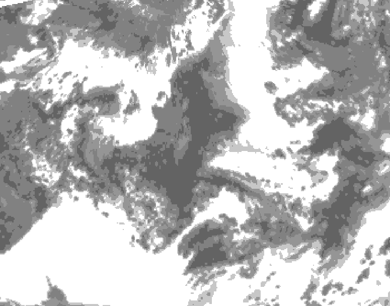 GDPS total cloud 018 hour forecast chart for Canada based on 2026/06/11 0000Z data
