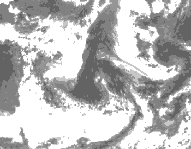GDPS total cloud 018 hour forecast chart for Canada based on 2026/06/12 0000Z data