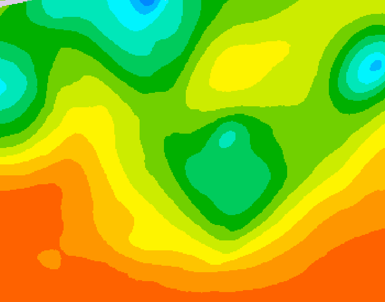 GDPS 500 millibar geopotential height 018 hour forecast chart for Canada based on 2026/06/14 0000Z data