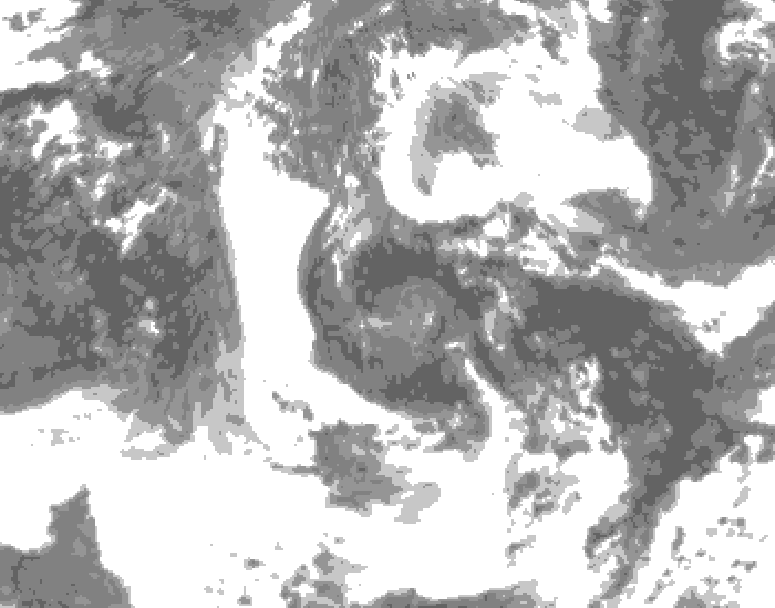 GDPS total cloud 018 hour forecast chart for Canada based on 2026/06/15 0000Z data