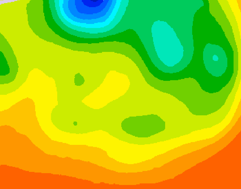 GDPS 500 millibar geopotential height 030 hour forecast chart for Canada based on 2026/06/21 0000Z data