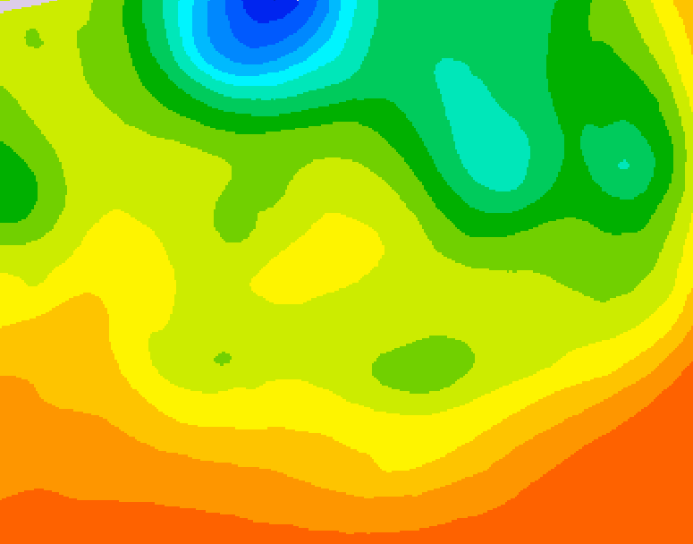 GDPS 500 millibar geopotential height 036 hour forecast chart for Canada based on 2026/06/21 0000Z data
