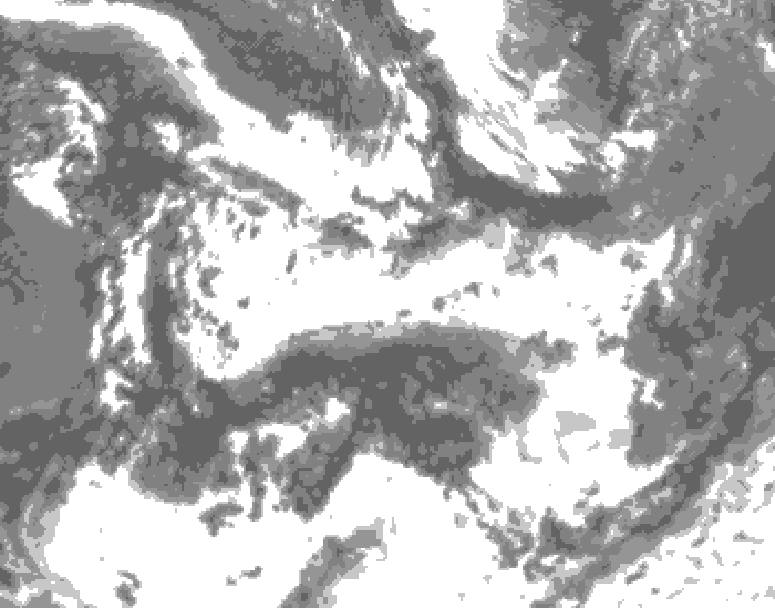GDPS total cloud 096 hour forecast chart for Canada based on 2026/06/25 1200Z data
