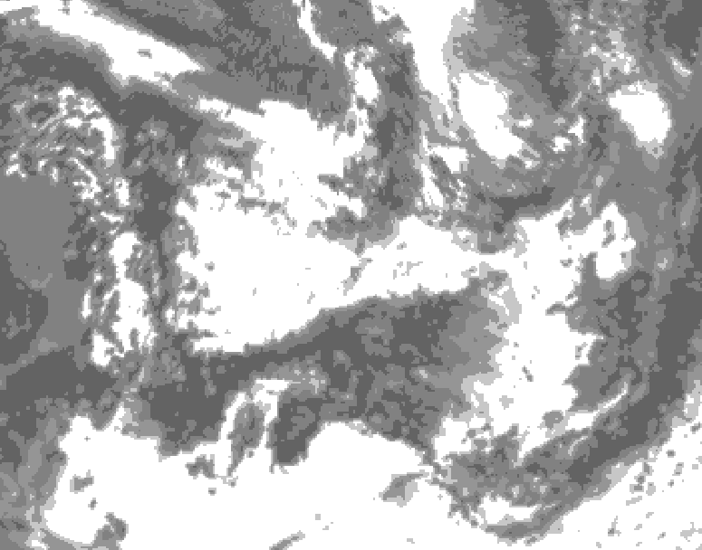 GDPS total cloud 048 hour forecast chart for Canada based on 2026/06/27 1200Z data