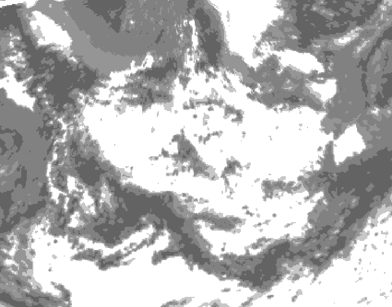 GDPS total cloud 012 hour forecast chart for Canada based on 2026/06/28 0000Z data