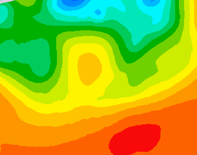 GDPS 500 millibar geopotential height 018 hour forecast chart for Canada based on 2026/07/02 1200Z data