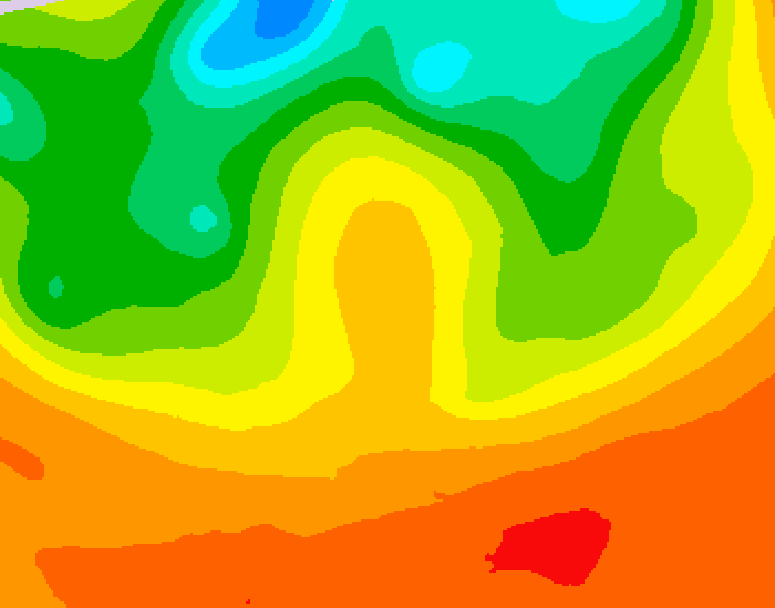 GDPS 500 millibar geopotential height 036 hour forecast chart for Canada based on 2026/07/02 1200Z data