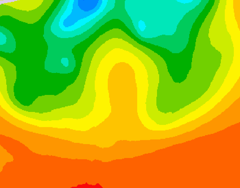 GDPS 500 millibar geopotential height 042 hour forecast chart for Canada based on 2026/07/02 1200Z data