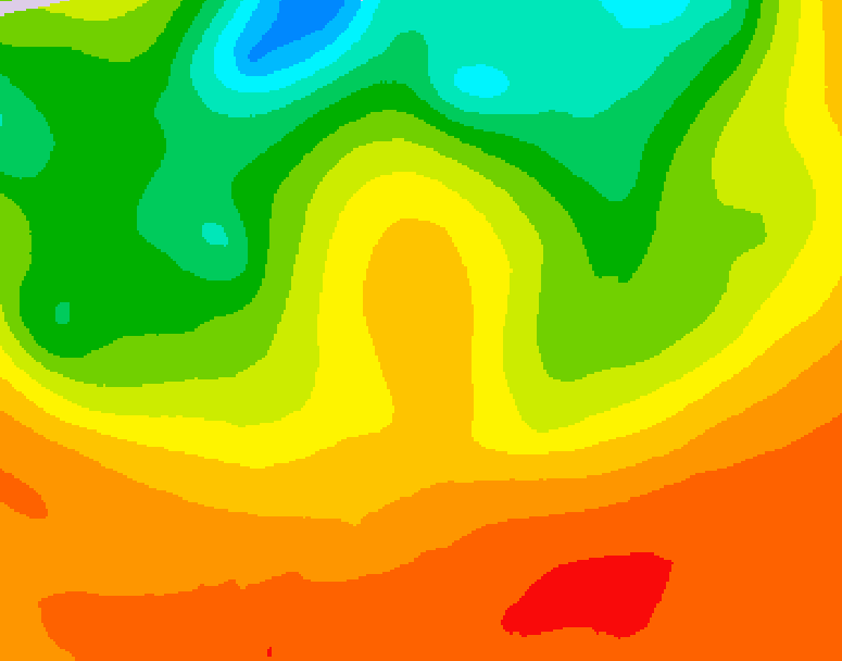 GDPS 500 millibar geopotential height 024 hour forecast chart for Canada based on 2026/07/03 0000Z data