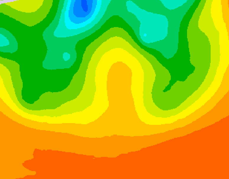 GDPS 500 millibar geopotential height 024 hour forecast chart for Canada based on 2026/07/03 1200Z data
