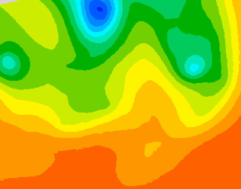 GDPS 500 millibar geopotential height 036 hour forecast chart for Canada based on 2026/07/04 1200Z data