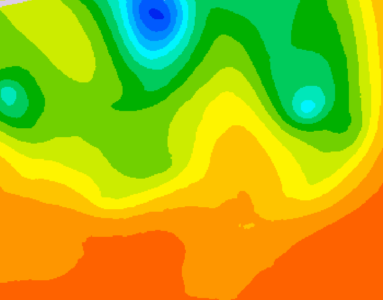 GDPS 500 millibar geopotential height 012 hour forecast chart for Canada based on 2026/07/05 1200Z data