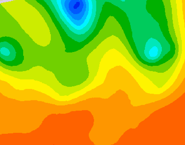 GDPS 500 millibar geopotential height 018 hour forecast chart for Canada based on 2026/07/05 1200Z data