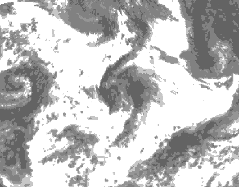 GDPS total cloud 018 hour forecast chart for Canada based on 2026/07/06 1200Z data