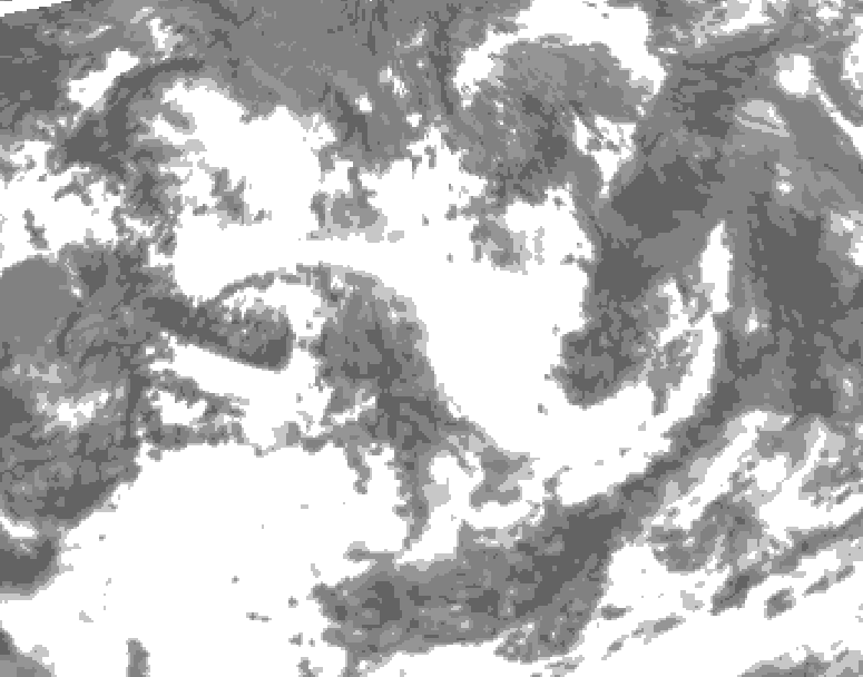 GDPS total cloud 096 hour forecast chart for Canada based on 2026/07/06 1200Z data