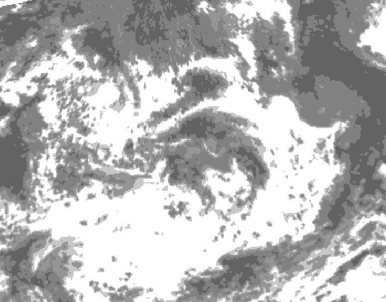 GDPS total cloud 132 hour forecast chart for Canada based on 2026/07/06 1200Z data