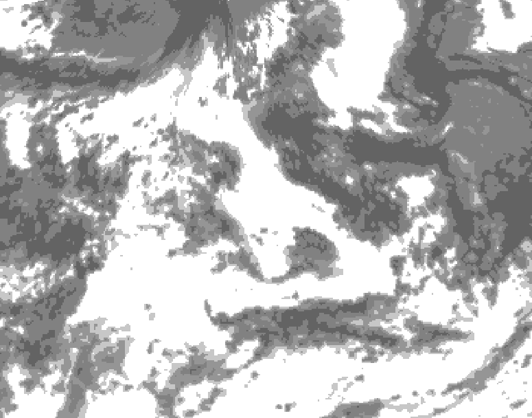 GDPS total cloud 216 hour forecast chart for Canada based on 2026/07/06 1200Z data