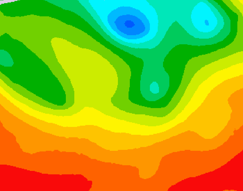 GDPS 500 millibar geopotential height 012 hour forecast chart for Canada based on 2026/07/08 1200Z data