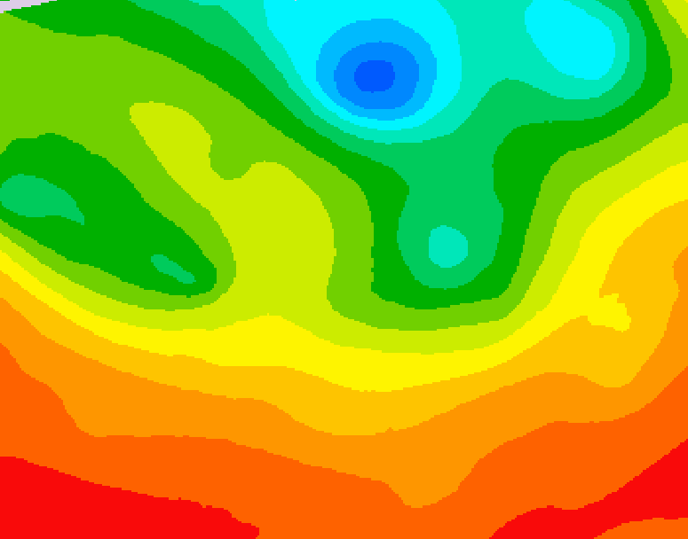 GDPS 500 millibar geopotential height 018 hour forecast chart for Canada based on 2026/07/08 1200Z data