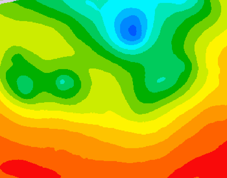 GDPS 500 millibar geopotential height 036 hour forecast chart for Canada based on 2026/07/08 1200Z data