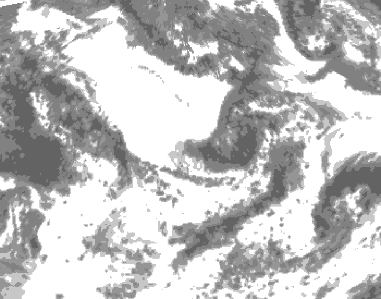 GDPS total cloud 012 hour forecast chart for Canada based on 2026/07/08 1200Z data