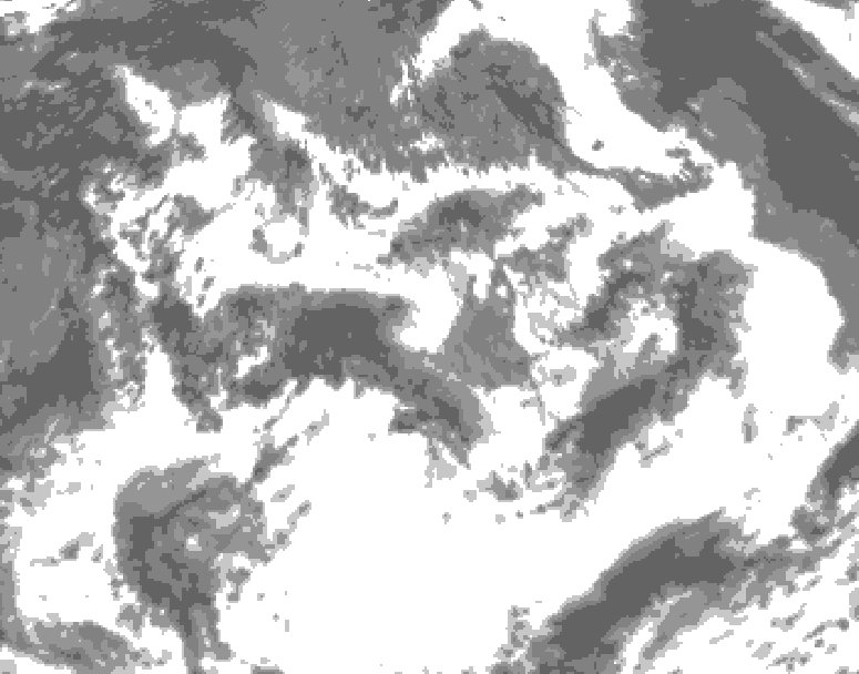 GDPS total cloud 126 hour forecast chart for Canada based on 2026/07/08 1200Z data