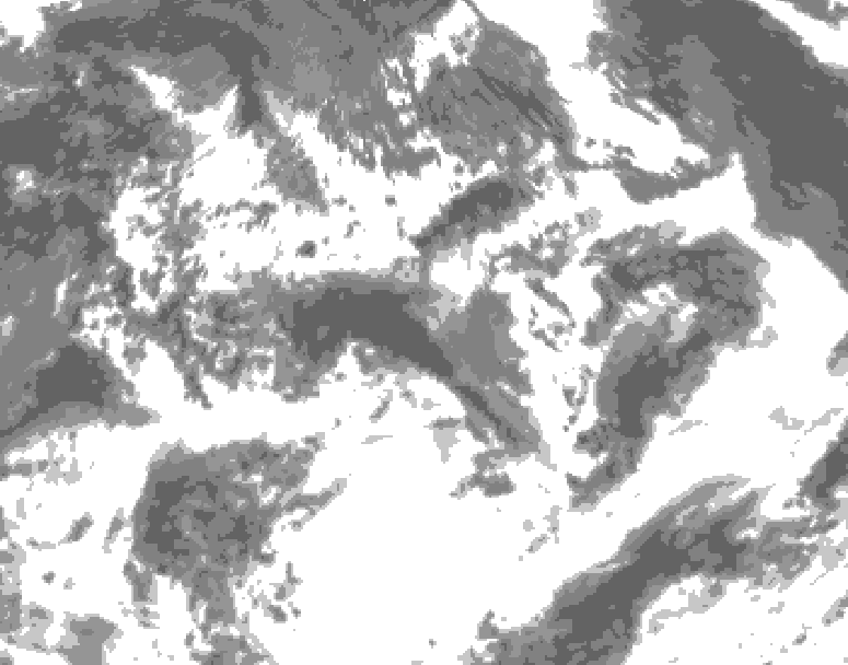 GDPS total cloud 132 hour forecast chart for Canada based on 2026/07/08 1200Z data