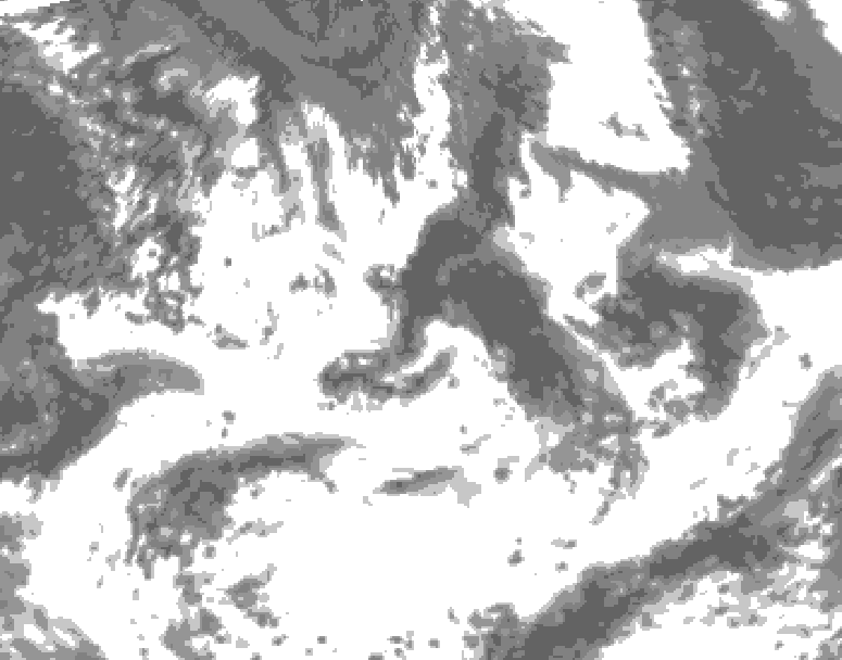 GDPS total cloud 120 hour forecast chart for Canada based on 2026/07/09 1200Z data